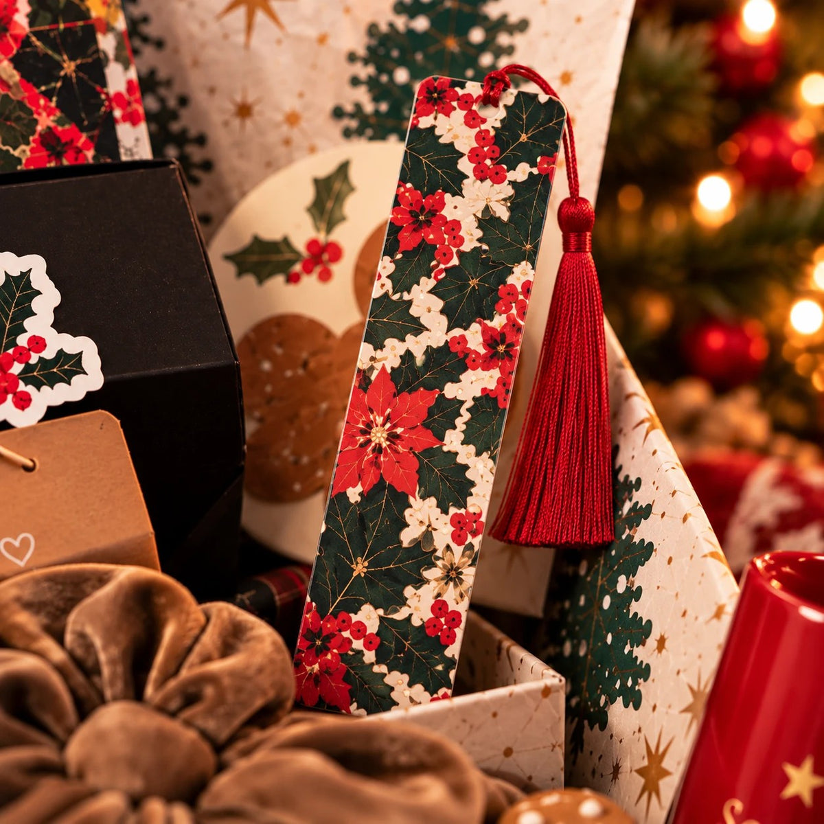 Exemple de goodies de Noël : marque-page à pompon